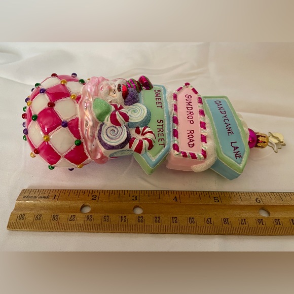 Christopher Radko Sweet Street Treat Candy Cane Lane 6" Pink Glass Ornament - Picture 5 of 7
